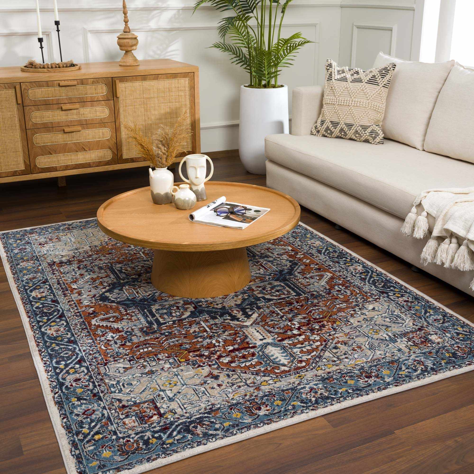 Alfombra lavable Cabacungan azul y óxido - Liquidación