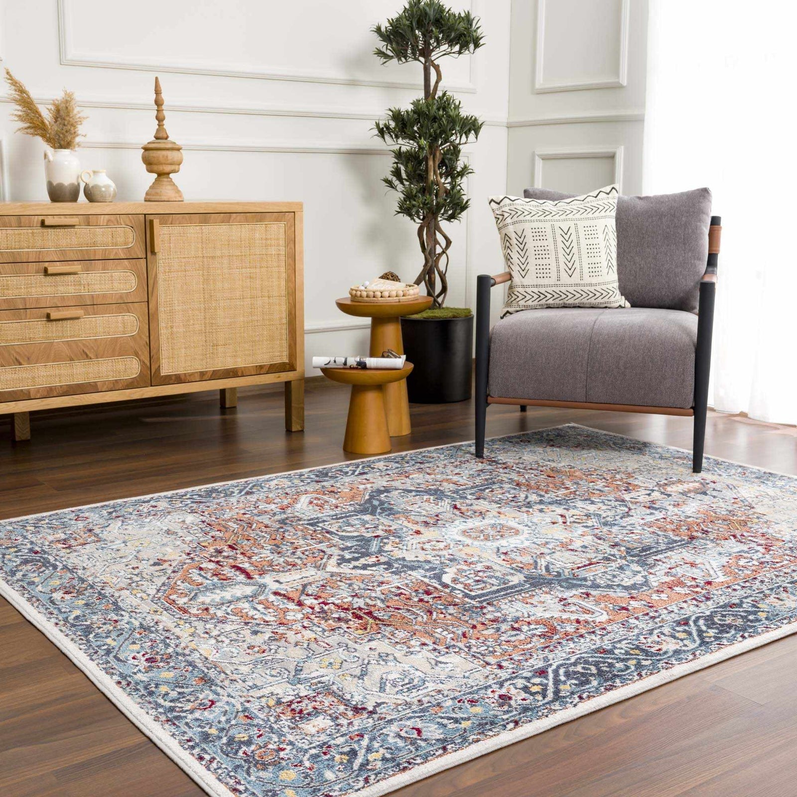 Alfombra lavable Cabacungan azul y óxido - Liquidación