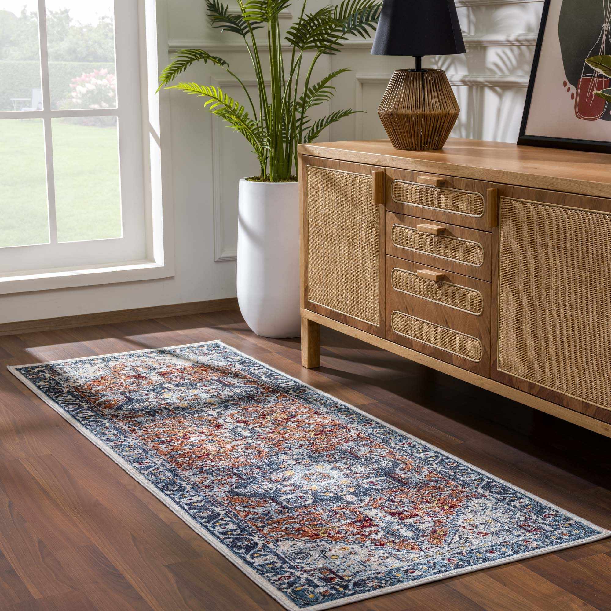 Alfombra lavable Cabacungan azul y óxido - Liquidación