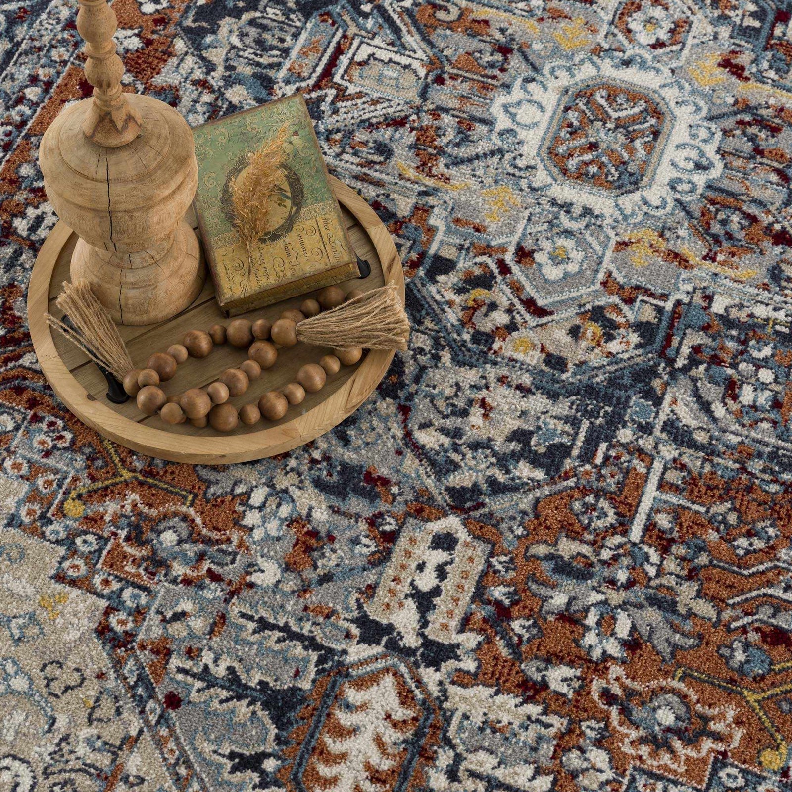 Alfombra lavable Cabacungan azul y óxido - Liquidación