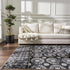 Alfombra lavable con diseño floral en blanco y negro de Kahraman