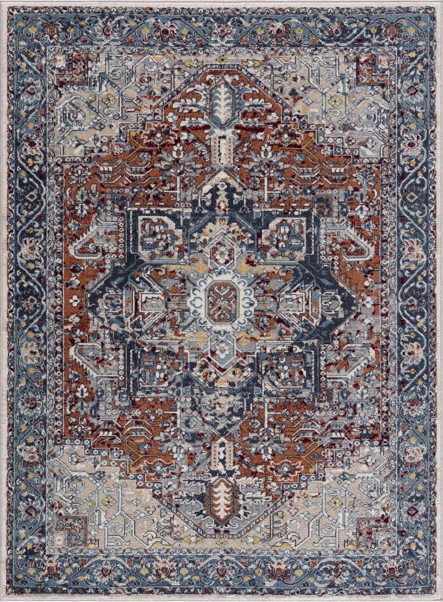 Alfombra lavable Cabacungan azul y óxido - Liquidación