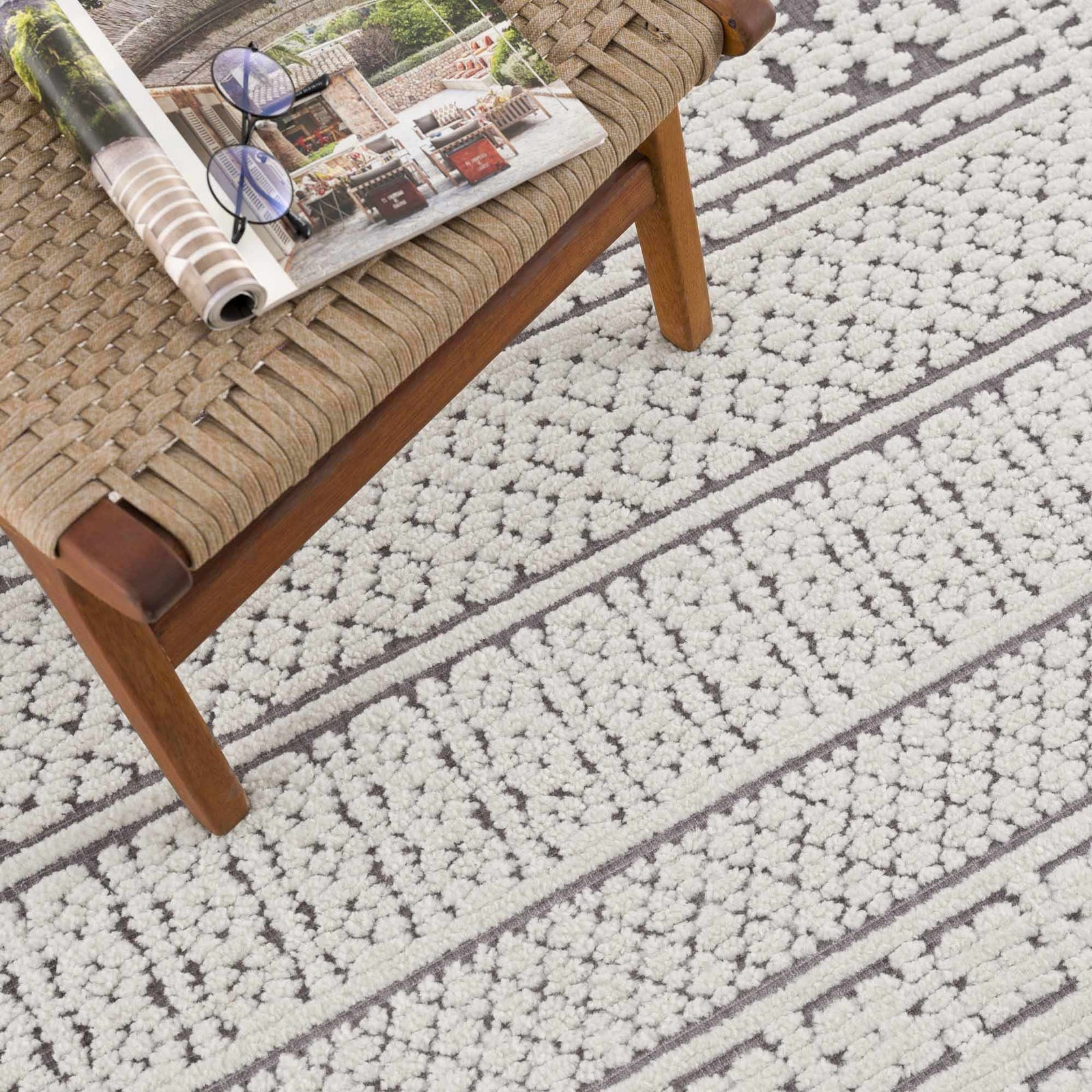 Alfombra lavable Bahar en color crema y gris - Edición limitada