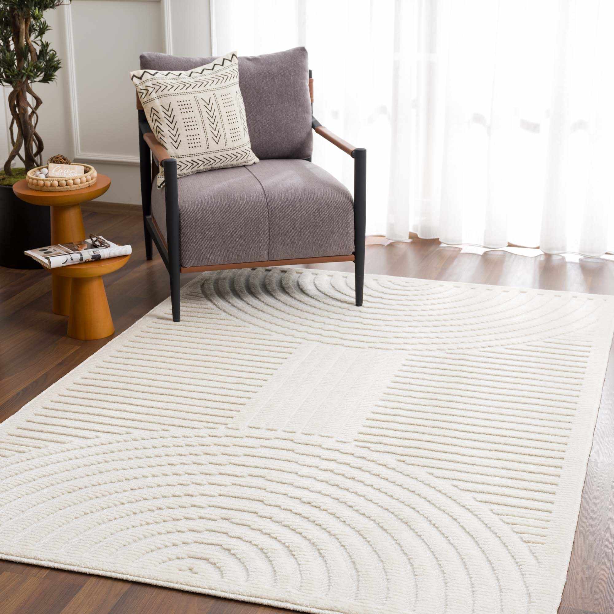 Alfombra lavable blanca Deron