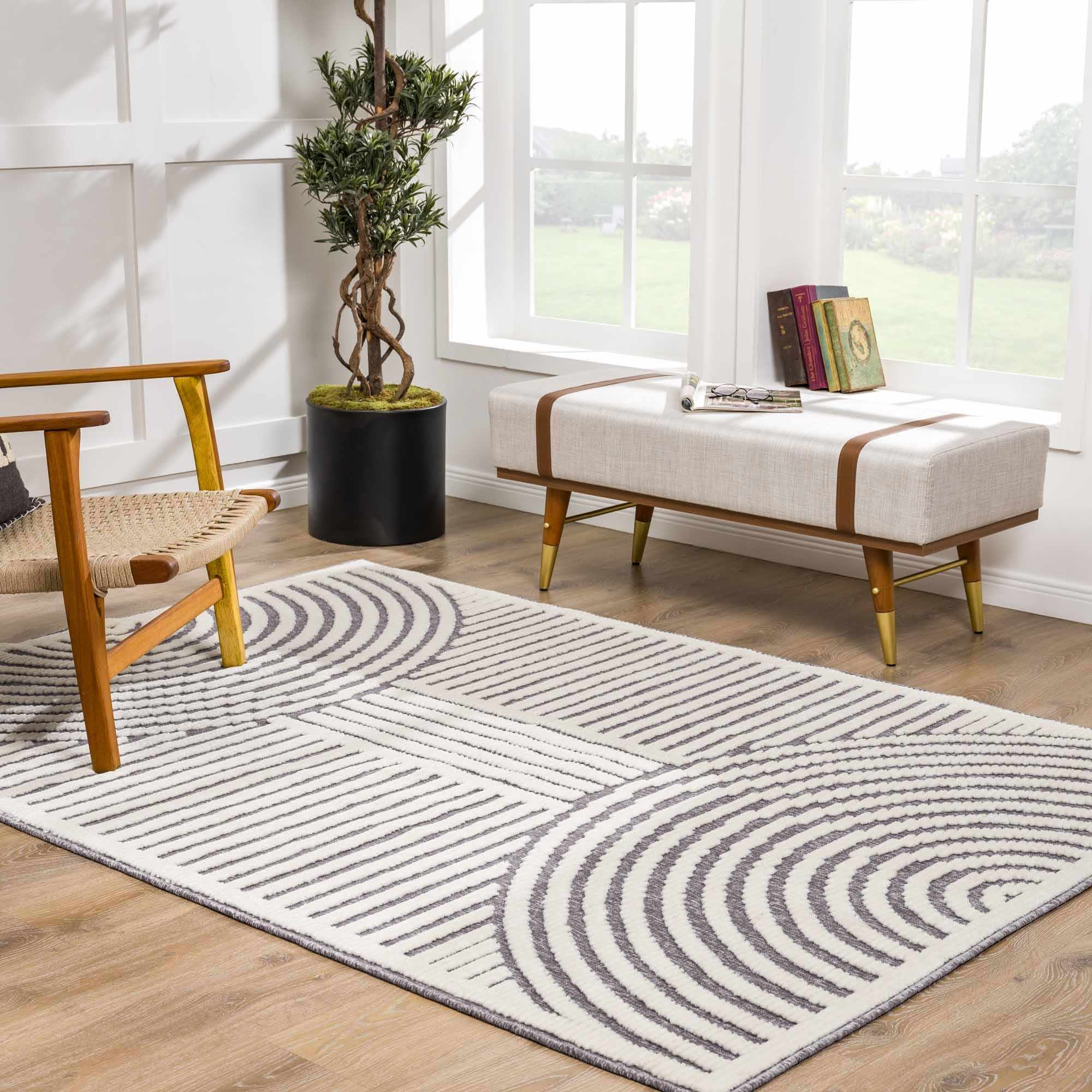 Alfombra lavable Deron Gray Rainbow