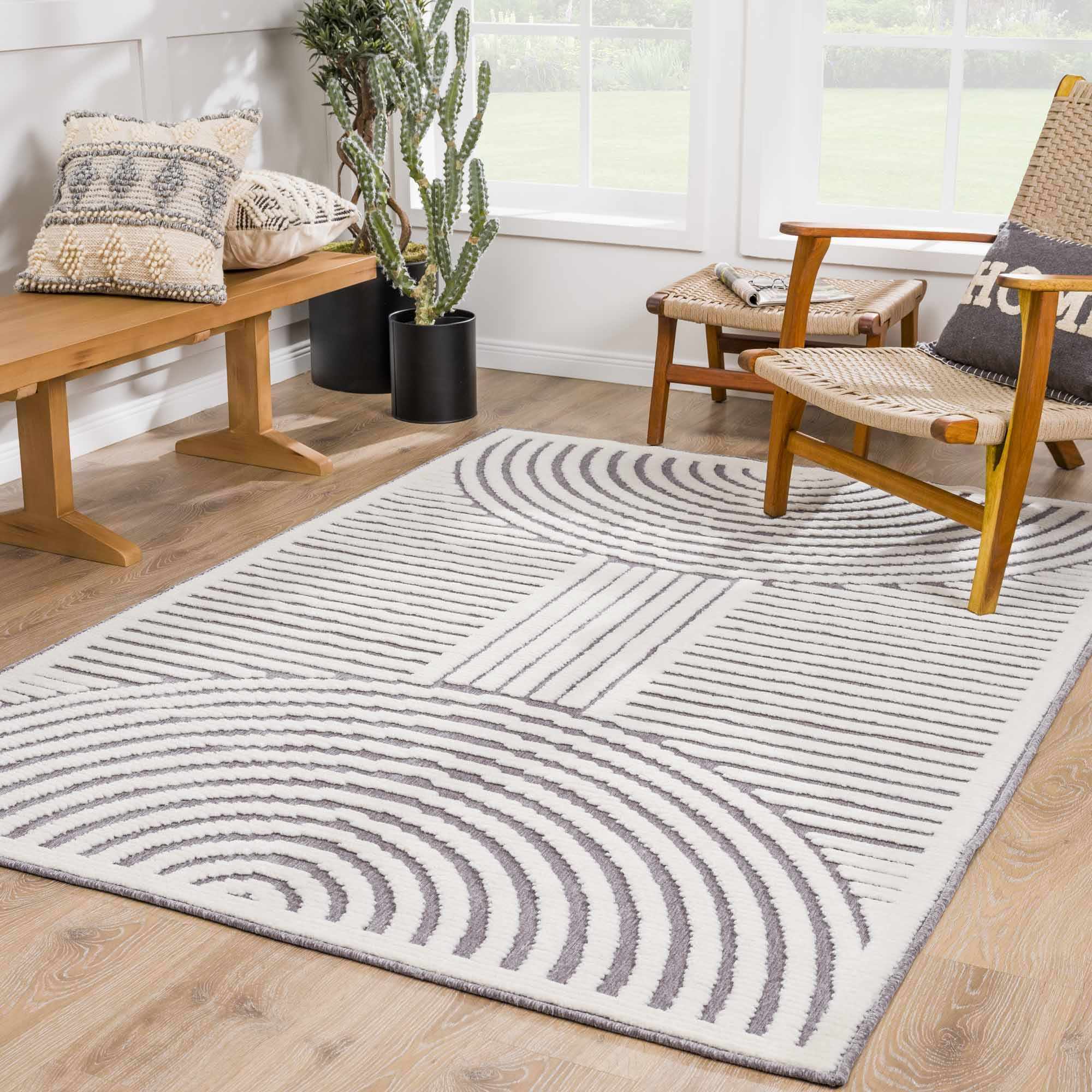 Alfombra lavable Deron Gray Rainbow