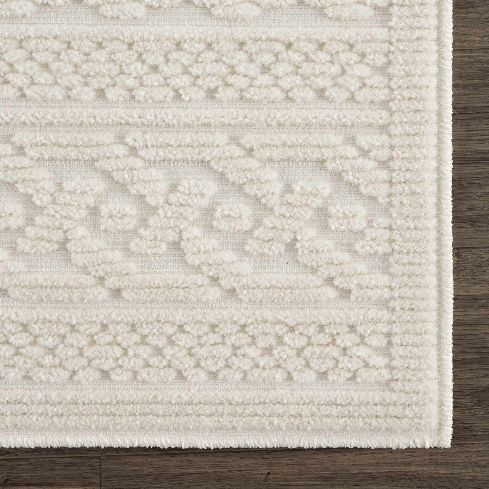 Fadey White Textured Washable Rug