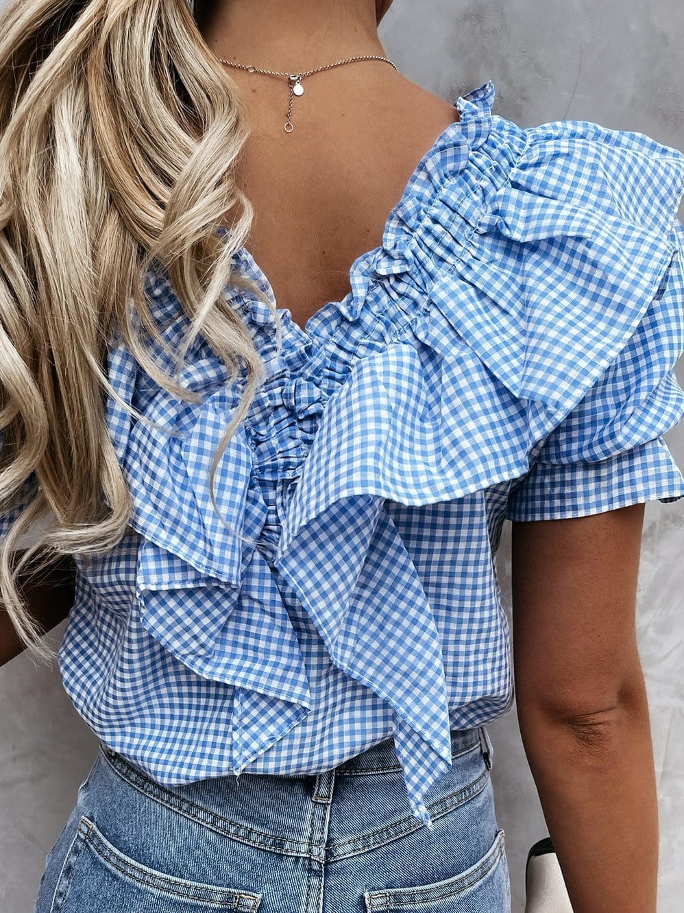 Puff Sleeve Gingham Blouse