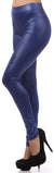 Leggings Sakkas sin pies, ultradelgados, con efecto mojado y líquido mate