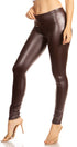 Leggings Sakkas sin pies, ultradelgados, con efecto mojado y líquido mate