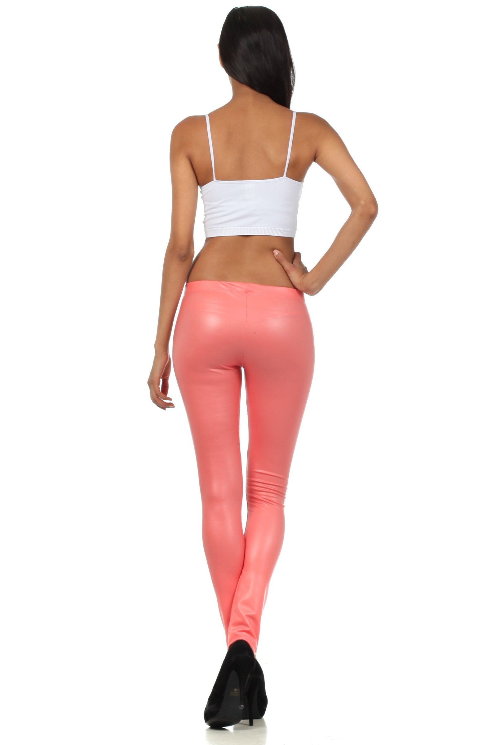 Leggings Sakkas sin pies, ultradelgados, con efecto mojado y líquido mate