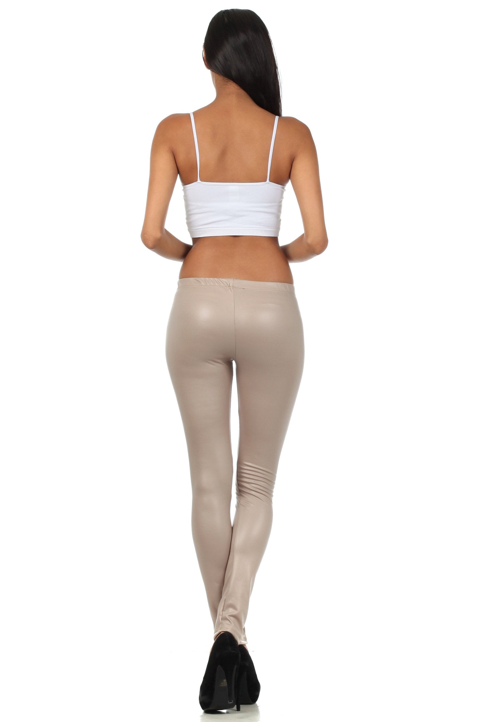 Leggings Sakkas sin pies, ultradelgados, con efecto mojado y líquido mate