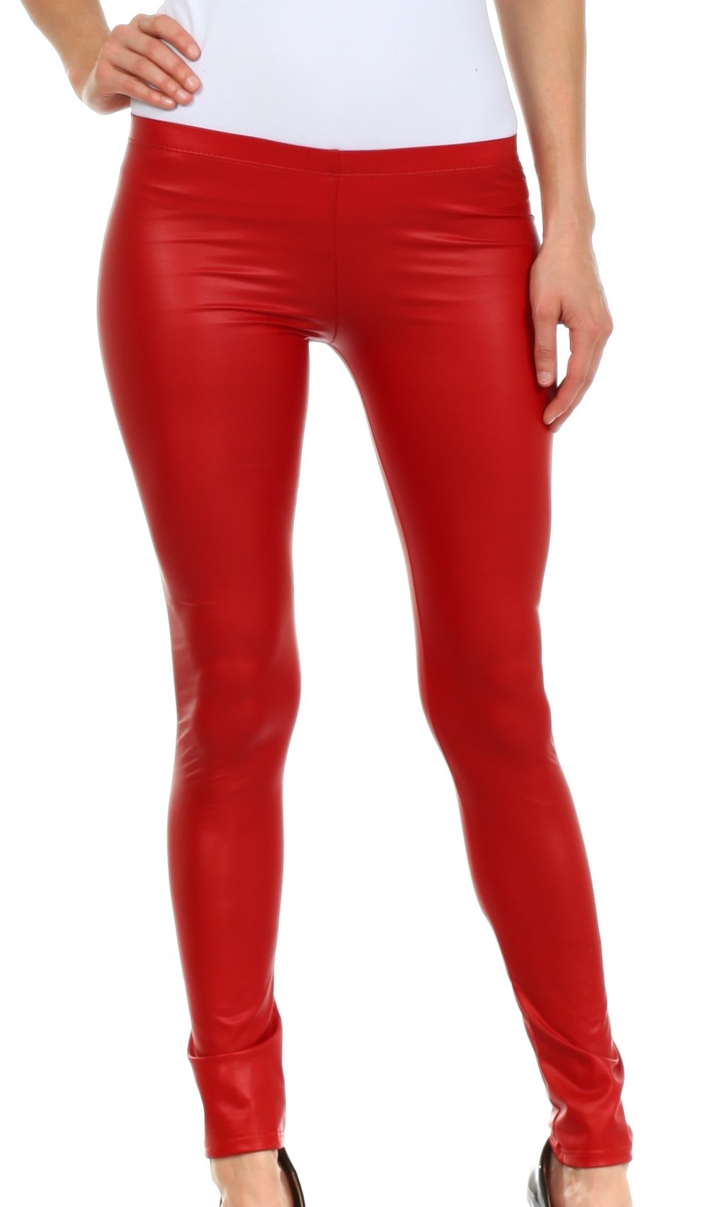 Leggings Sakkas sin pies, ultradelgados, con efecto mojado y líquido mate