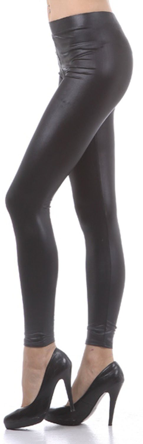 Leggings Sakkas sin pies, ultradelgados, con efecto mojado y líquido mate