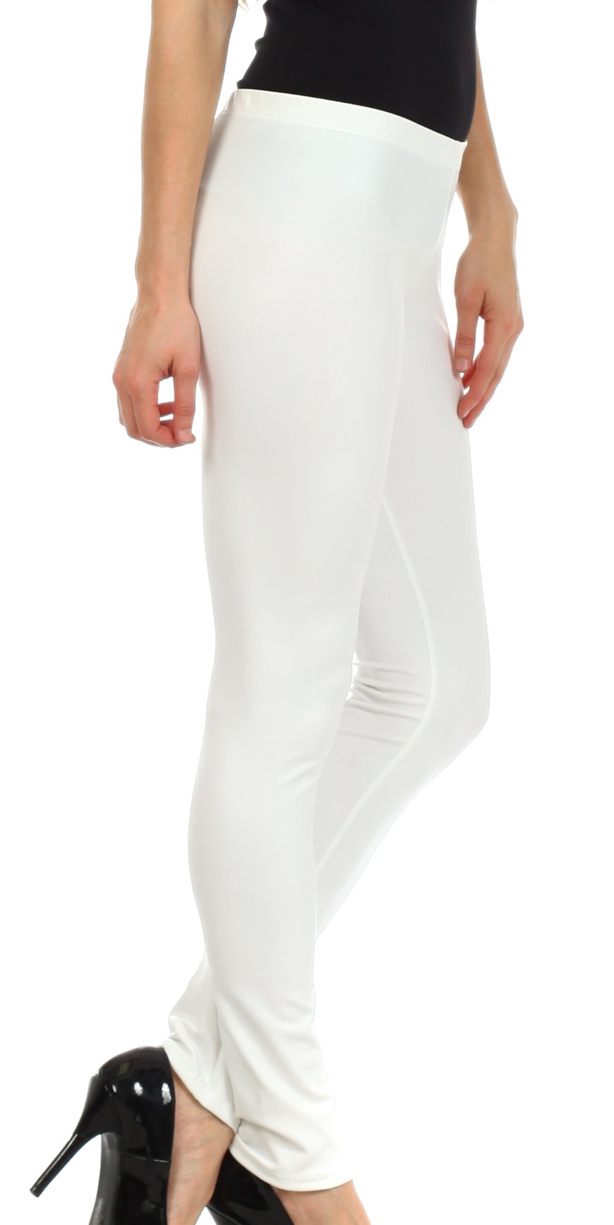 Leggings Sakkas sin pies, ultradelgados, con efecto mojado y líquido mate
