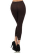 Leggings capri elásticos con ribete de encaje de mezcla de algodón Sakkas - Fabricados en EE. UU.