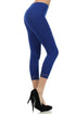 Leggings capri elásticos con ribete de encaje de mezcla de algodón Sakkas - Fabricados en EE. UU.