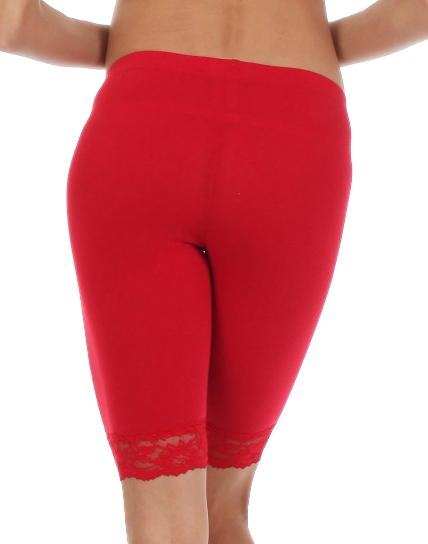 Pantalones cortos de ciclismo elásticos con ribete de encaje de mezcla de algodón Sakkas - Hechos en EE. UU.