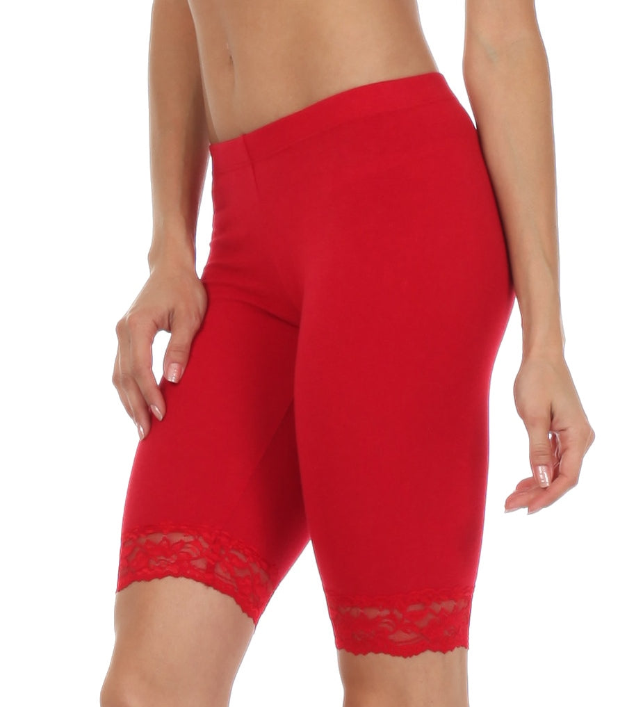 Pantalones cortos de ciclismo elásticos con ribete de encaje de mezcla de algodón Sakkas - Hechos en EE. UU.