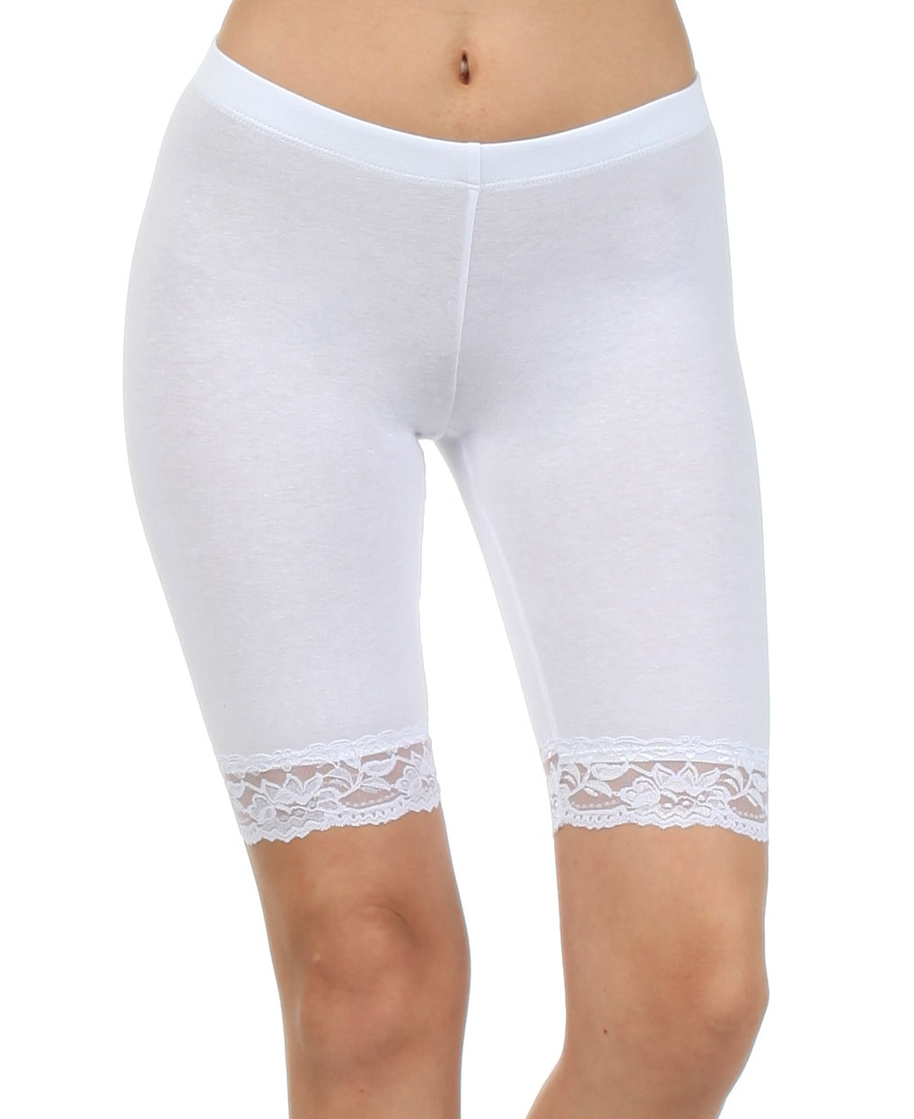 Pantalones cortos de ciclismo elásticos con ribete de encaje de mezcla de algodón Sakkas - Hechos en EE. UU.