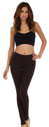 Leggings elásticos Sakkas de mezcla de algodón, color liso, sin pies - Fabricados en EE. UU.