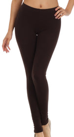 Leggings elásticos Sakkas de mezcla de algodón, color liso, sin pies - Fabricados en EE. UU.
