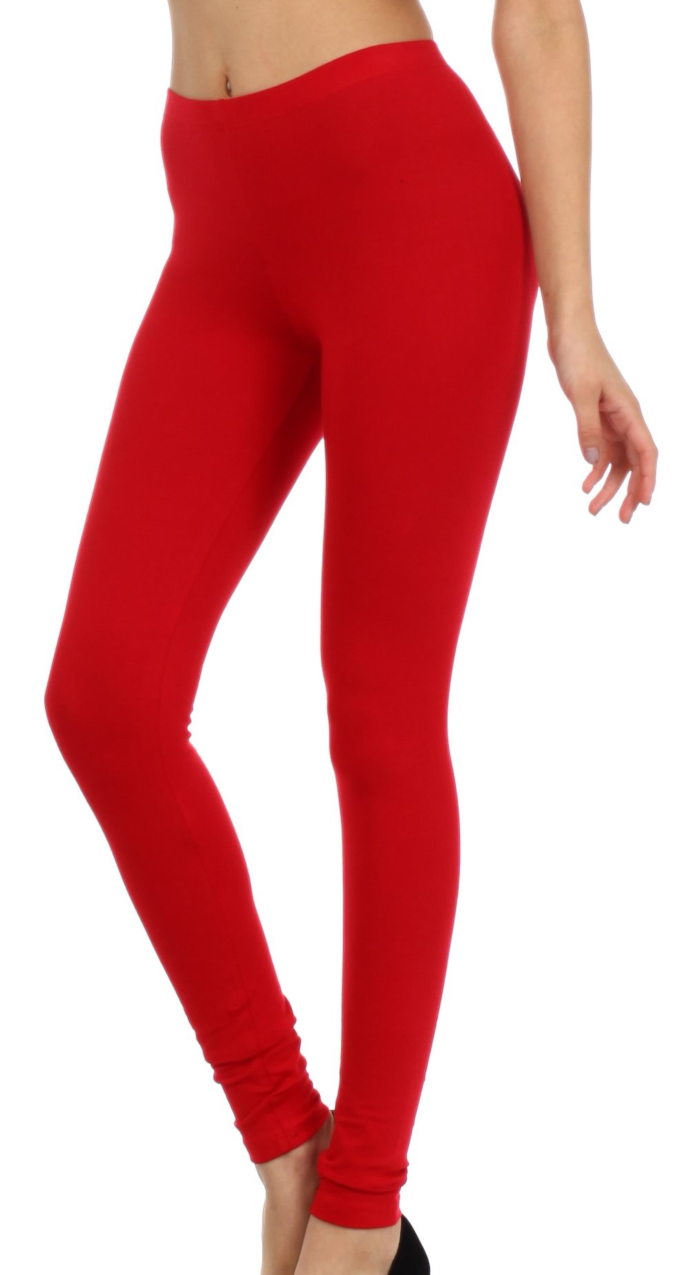 Leggings elásticos Sakkas de mezcla de algodón, color liso, sin pies - Fabricados en EE. UU.