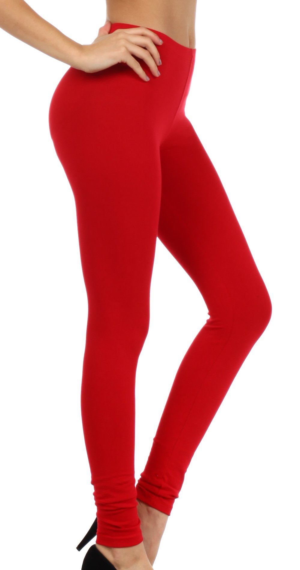 Leggings elásticos Sakkas de mezcla de algodón, color liso, sin pies - Fabricados en EE. UU.