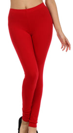 Leggings elásticos Sakkas de mezcla de algodón, color liso, sin pies - Fabricados en EE. UU.