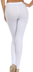 Leggings elásticos Sakkas de mezcla de algodón, color liso, sin pies - Fabricados en EE. UU.