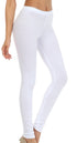 Leggings elásticos Sakkas de mezcla de algodón, color liso, sin pies - Fabricados en EE. UU.
