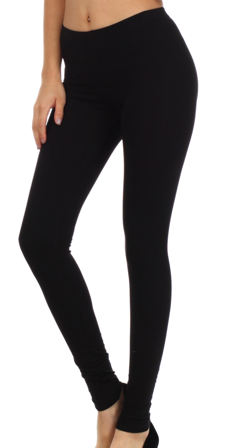 Leggings elásticos Sakkas de mezcla de algodón, color liso, sin pies - Fabricados en EE. UU.
