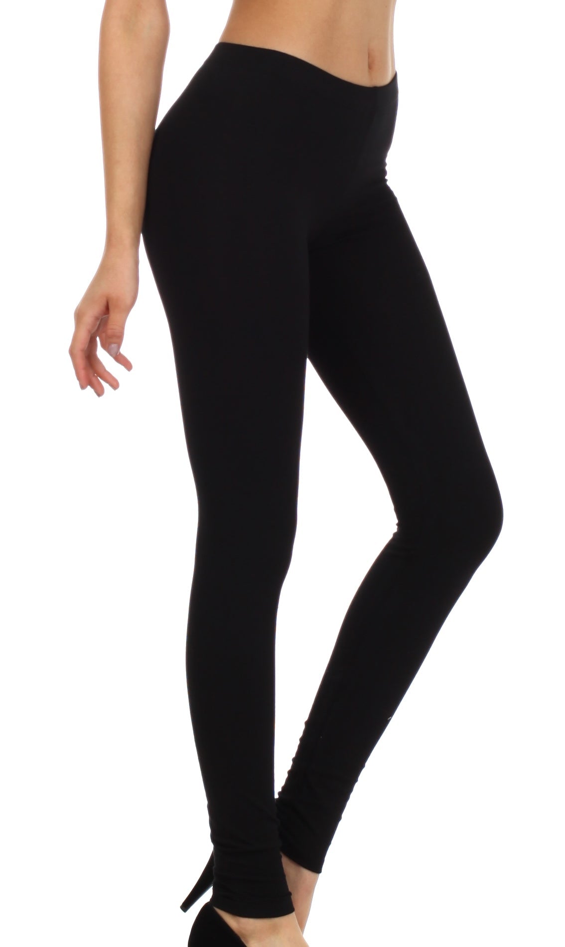 Leggings elásticos Sakkas de mezcla de algodón, color liso, sin pies - Fabricados en EE. UU.