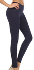 Leggings elásticos Sakkas de mezcla de algodón, color liso, sin pies - Fabricados en EE. UU.