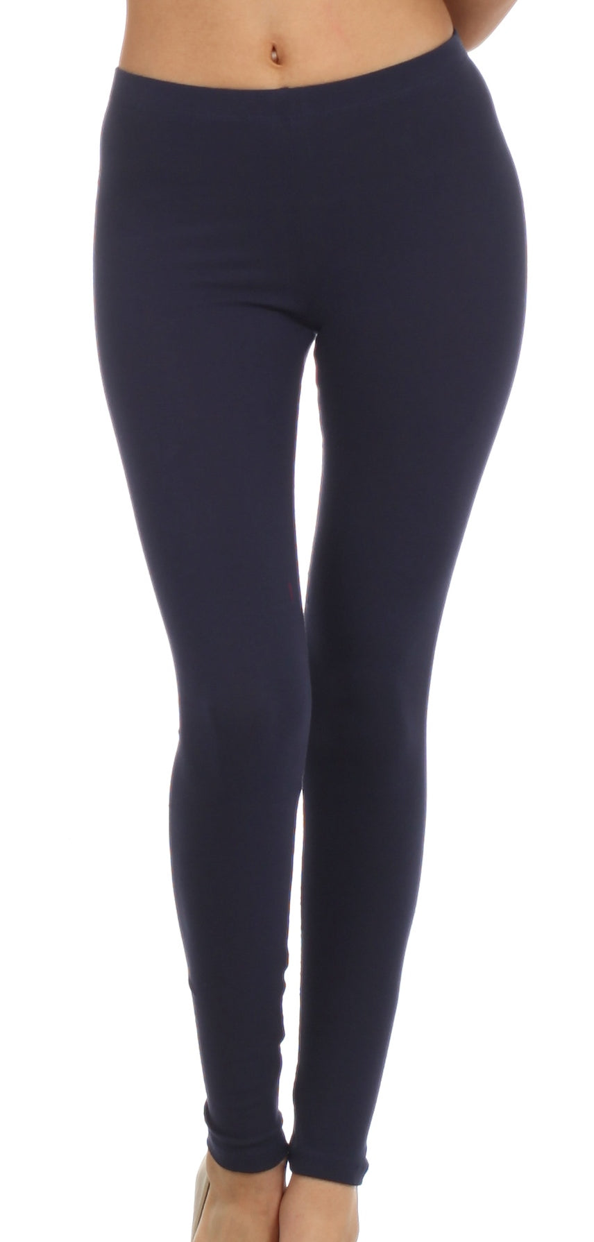 Leggings elásticos Sakkas de mezcla de algodón, color liso, sin pies - Fabricados en EE. UU.