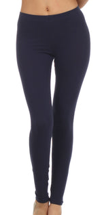 Leggings elásticos Sakkas de mezcla de algodón, color liso, sin pies - Fabricados en EE. UU.
