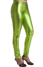 Leggings elásticos metálicos brillantes con efecto mojado líquido sin pies de Sakkas