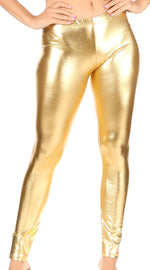 Leggings elásticos metálicos brillantes con efecto mojado líquido sin pies de Sakkas