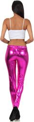 Leggings elásticos metálicos brillantes con efecto mojado líquido sin pies de Sakkas
