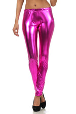 Leggings elásticos metálicos brillantes con efecto mojado líquido sin pies de Sakkas