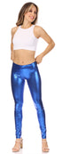 Leggings elásticos metálicos brillantes con efecto mojado líquido sin pies de Sakkas