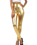 Leggings elásticos de cintura alta con efecto metalizado líquido brillante de Sakkas - Fabricados en EE. UU.