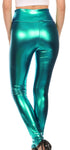 Leggings elásticos de cintura alta con efecto metalizado líquido brillante de Sakkas - Fabricados en EE. UU.