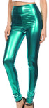 Leggings elásticos de cintura alta con efecto metalizado líquido brillante de Sakkas - Fabricados en EE. UU.