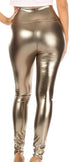 Leggings elásticos de cintura alta con efecto metalizado líquido brillante de Sakkas - Fabricados en EE. UU.
