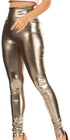 Leggings elásticos de cintura alta con efecto metalizado líquido brillante de Sakkas - Fabricados en EE. UU.