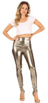 Leggings elásticos de cintura alta con efecto metalizado líquido brillante de Sakkas - Fabricados en EE. UU.