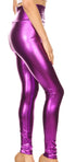 Leggings elásticos de cintura alta con efecto metalizado líquido brillante de Sakkas - Fabricados en EE. UU.