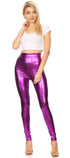 Leggings elásticos de cintura alta con efecto metalizado líquido brillante de Sakkas - Fabricados en EE. UU.