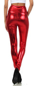 Leggings elásticos de cintura alta con efecto metalizado líquido brillante de Sakkas - Fabricados en EE. UU.